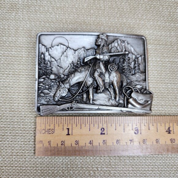 Vintage 1982 Siskiyou Mountain Man Western Cowboy Frontier Belt Buckle - Picture 7 of 12